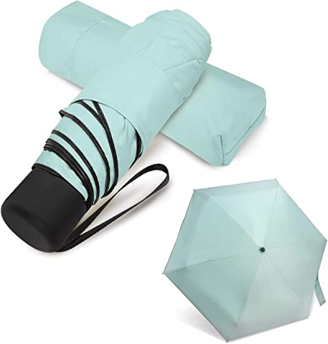 Mini Regenschirm, Taschenschirme mit Ärmel, Sonnenschutzschirm, Leichter kompakter Klappschirm Grün von Shinok