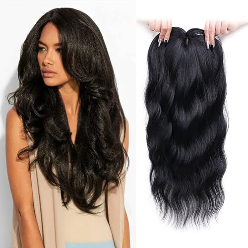 Clip in Bangs 360° Abdeckung Clip in Bangs Haar Clip in Haarverlängerungen Synthetisches gewelltes Haar Toppers für Frauen Französische Clip in Haarverlängerungen (1B#) von Shinon