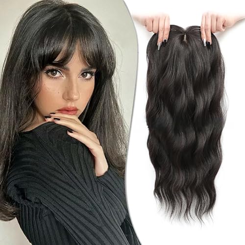 Clip in Bangs 360° Abdeckung Clip in Bangs Haar Clip in Haarverlängerungen Synthetisches gewelltes Haar Toppers für Frauen Französische Clip in Haarverlängerungen (4#) von Shinon
