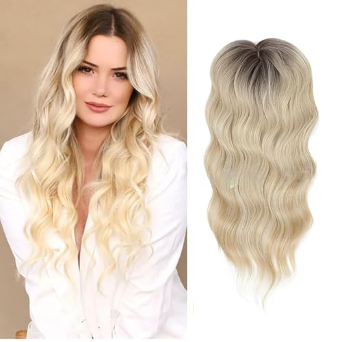 Clip in Bangs 360° Abdeckung Clip in Bangs Haar Clip in Haarverlängerungen Synthetisches gewelltes Haar Toppers für Frauen Französische Clip in Haarverlängerungen (Brown with dark root) von Shinon