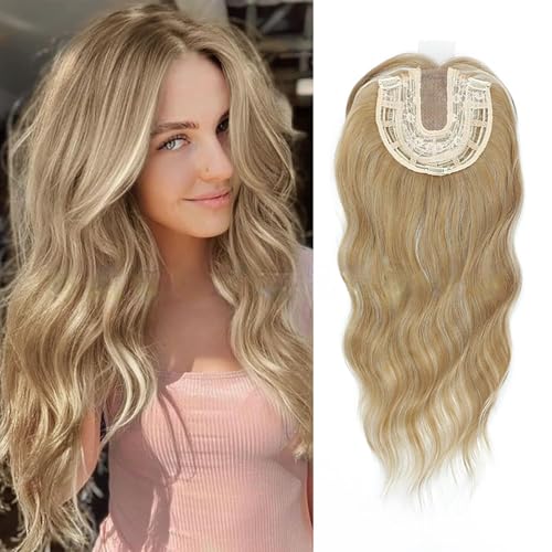 Clip in Bangs 360° Abdeckung Clip in Bangs Haar Clip in Haarverlängerungen Synthetisches gewelltes Haar Toppers für Frauen Französische Clip in Haarverlängerungen (Champagne Blonde) von Shinon