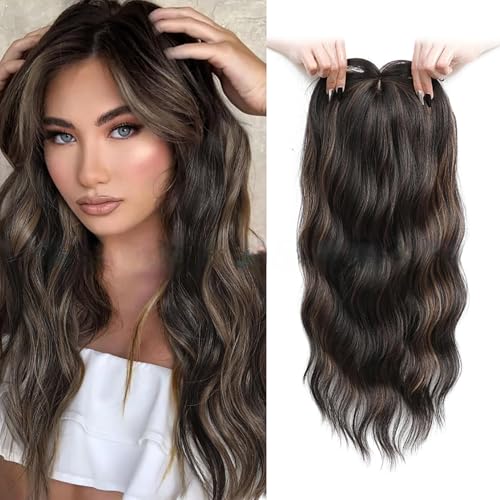 Clip in Bangs 360° Abdeckung Clip in Bangs Haar Clip in Haarverlängerungen Synthetisches gewelltes Haar Toppers für Frauen Französische Clip in Haarverlängerungen (Dark Brown) von Shinon