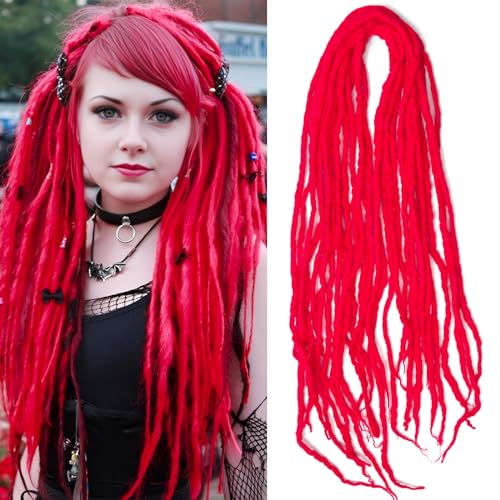 Shinon Dreadlocks Extension 22 Zoll Double Ended Dreadlocks Extensions Dreads Zum Einflechten 15 Stränge Big red-48 Handmade Wool Hip-Hop Reggae Braid In Dreads Dreadlock Extensions For Women von Shinon