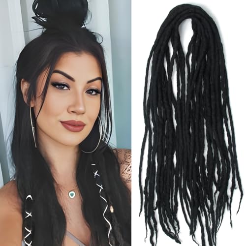 Shinon Dreadlocks Extension 22 Zoll Double Ended Dreadlocks Extensions Dreads Zum Einflechten 15 Stränge Black39 Handmade Wool Hip-Hop Reggae Braid In Dreads Dreadlock Extensions For Women von Shinon