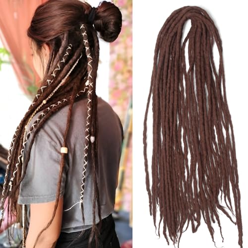Shinon Dreadlocks Extension 22 Zoll Double Ended Dreadlocks Extensions Dreads Zum Einflechten 15 Stränge Brown-53 Handmade Wool Hip-Hop Reggae Braid In Dreads Dreadlock Extensions For Women von Shinon