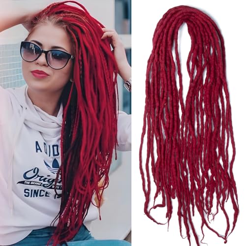 Shinon Dreadlocks Extension 22 Zoll Double Ended Dreadlocks Extensions Dreads Zum Einflechten 15 Stränge Dark Red-47 Handmade Wool Hip-Hop Reggae Braid In Dreads Dreadlock Extensions For Women von Shinon