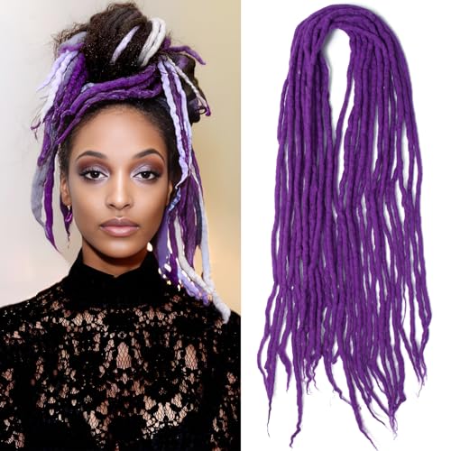 Shinon Dreadlocks Extension 22 Zoll Double Ended Dreadlocks Extensions Dreads Zum Einflechten 15 Stränge IIPurple63 Handmade Wool Hip-Hop Reggae Braid In Dreads Dreadlock Extensions For Women von Shinon