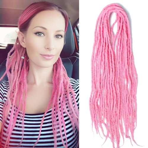 Shinon Dreadlocks Extension 22 Zoll Double Ended Dreadlocks Extensions Dreads Zum Einflechten 15 Stränge Light Pink-65 Handmade Wool Hip-Hop Reggae Braid In Dreads Dreadlock Extensions For Women von Shinon