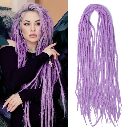 Shinon Dreadlocks Extension 22 Zoll Double Ended Dreadlocks Extensions Dreads Zum Einflechten 15 Stränge Light Purple-18 Handmade Wool Hip-Hop Reggae Braid In Dreads Dreadlock Extensions For Women von Shinon