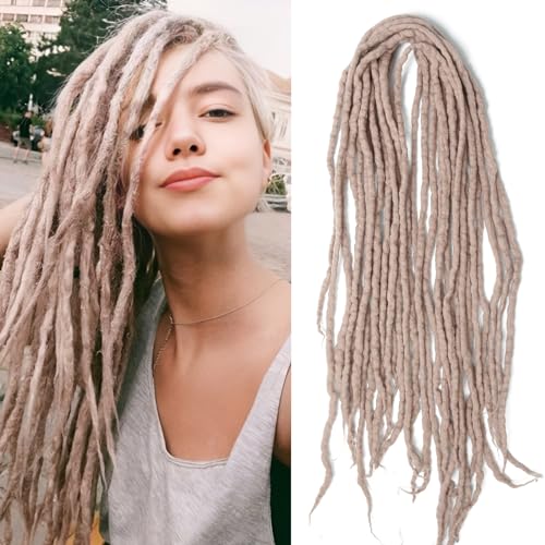 Shinon Dreadlocks Extension 22 Zoll Double Ended Dreadlocks Extensions Dreads Zum Einflechten 15 Stränge Milk tea-86 Handmade Wool Hip-Hop Reggae Braid In Dreads Dreadlock Extensions For Women von Shinon