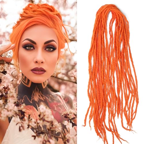 Shinon Dreadlocks Extension 22 Zoll Double Ended Dreadlocks Extensions Dreads Zum Einflechten 15 Stränge Orange-40 Handmade Wool Hip-Hop Reggae Braid In Dreads Dreadlock Extensions For Women von Shinon