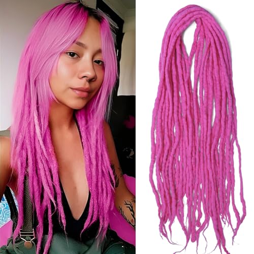 Shinon Dreadlocks Extension 22 Zoll Double Ended Dreadlocks Extensions Dreads Zum Einflechten 15 Stränge Pink-52 Handmade Wool Hip-Hop Reggae Braid In Dreads Dreadlock Extensions For Women von Shinon