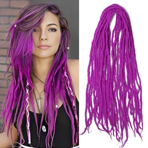 Shinon Dreadlocks Extension 22 Zoll Double Ended Dreadlocks Extensions Dreads Zum Einflechten 15 Stränge Purple-11 Handmade Wool Hip-Hop Reggae Braid In Dreads Dreadlock Extensions For Women von Shinon