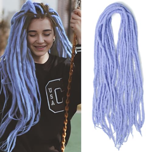 Shinon Dreadlocks Extension 22 Zoll Double Ended Dreadlocks Extensions Dreads Zum Einflechten 15 Stränge Sky Blue-31 Handmade Wool Hip-Hop Reggae Braid In Dreads Dreadlock Extensions For Women von Shinon
