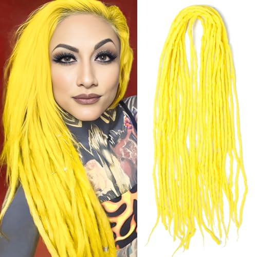 Shinon Dreadlocks Extension 22 Zoll Double Ended Dreadlocks Extensions Dreads Zum Einflechten 15 Stränge Yellow-71 Handmade Wool Hip-Hop Reggae Braid In Dreads Dreadlock Extensions For Women von Shinon