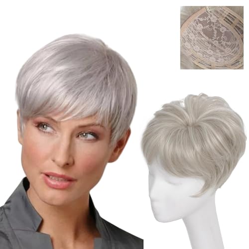 Haargummis Für Frauen Kurze Haargummis Mit Pony 7" X 7" Schnitt Kurze Haargummis Für Frauen Mit Dünner Werdendem Haar Synthetische Haargummis (Ivory Blonde) von Shinon