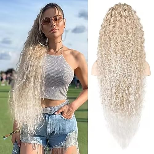 Ponytail Extensions 35“ Long Curly Wavy Drawstring Ponytail Extension Women's Synthetic Drawstring Ponytail Extension for Women Daily Use (15T60#) von Shinon