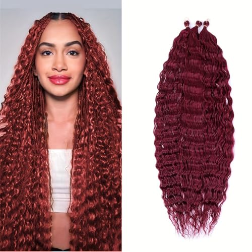 Shinon 30 Zoll Curl Ocean Wave Häkelhaar Deep Wave Bulk Hair Ombre Bohemian Häkelzöpfe Deep Wave Haarbündel Synthetische Haarverlängerungen für Frauen (bug#, 1pack) von Shinon