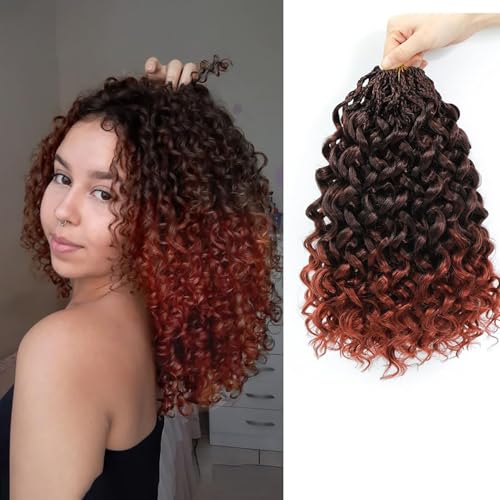 Shinon 8packs Pre Looped Gogo Curl Häkeln Haar Ocean Wave Häkeln Haar Deep Twist Goddess Box Zöpfe Curly Water Wave Synthetisches Flechten Haar Für Schwarze Frauen (T1B-350#, 14") von Shinon