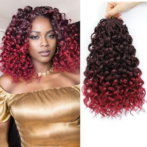 Shinon 8packs Pre Looped Gogo Curl Häkeln Haar Ocean Wave Häkeln Haar Deep Twist Goddess Box Zöpfe Curly Water Wave Synthetisches Flechten Haar Für Schwarze Frauen (T1B-BUG#, 10") von Shinon