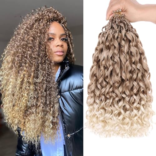 Shinon 8packs Pre Looped Gogo Curl Häkeln Haar Ocean Wave Häkeln Haar Deep Twist Goddess Box Zöpfe Curly Water Wave Synthetisches Flechten Haar Für Schwarze Frauen (T27/613#, 10") von Shinon