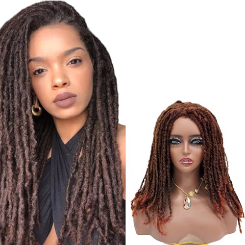 Twist Perücken Short Synthetic Perücken for Women 22"Perücke Afro Kinky Braun Damen kurze wellige Perücken Locken für Frauen Synthetische Wig T4-130J von Shinon