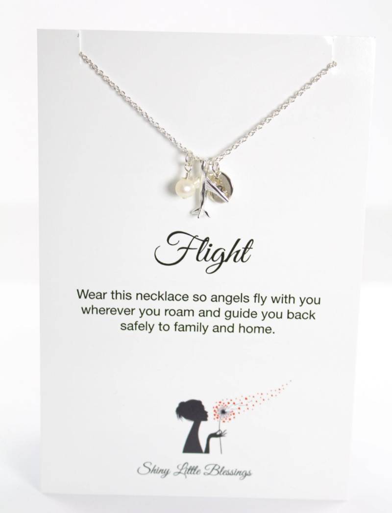 Flugbegleiter Geschenke Personalisierte Flugzeug Halskette Und Karte - 925 Sterling Silber Schmuck von ShinyLittleBlessings