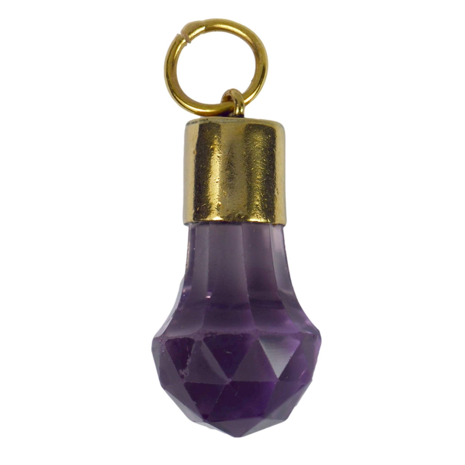 18K Gelbgold Amethyst Fob Charm Anhänger von ShinyPrettyThingsLtd