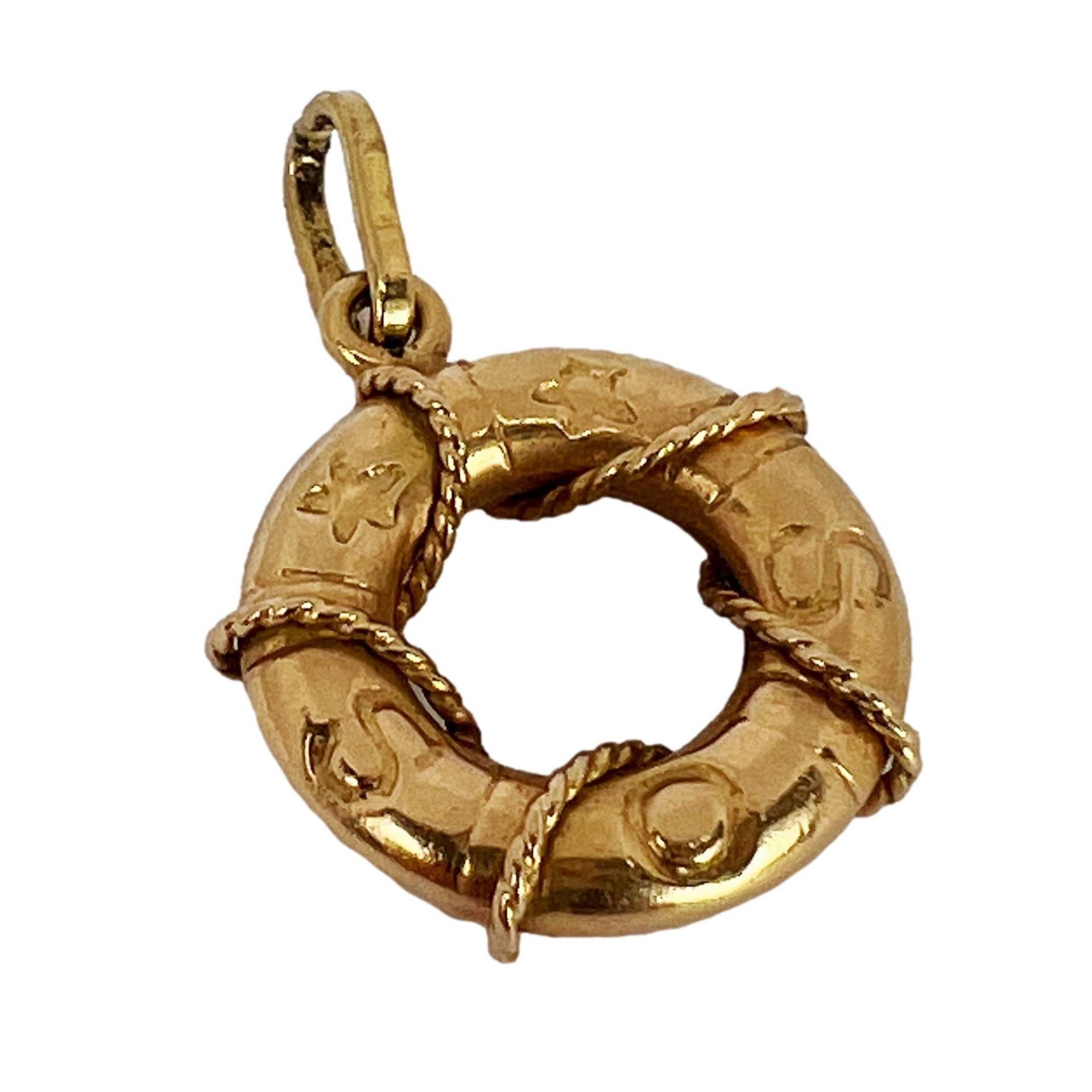 Sos Rettungsring 18K Gelbgold Charm Anhänger von ShinyPrettyThingsLtd