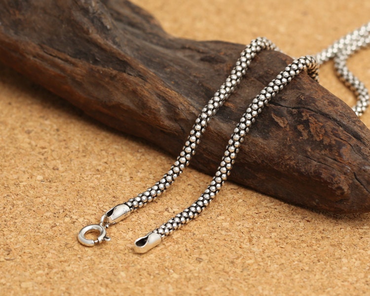 925 Sterling Silber Halskette Korn Muster Kette 3 Mm Schlangenkette Antik 925 Sterling Silber Halskette Korn Muster Kette 3 Mm Schlangenkette Antik von ShinyShinySoul