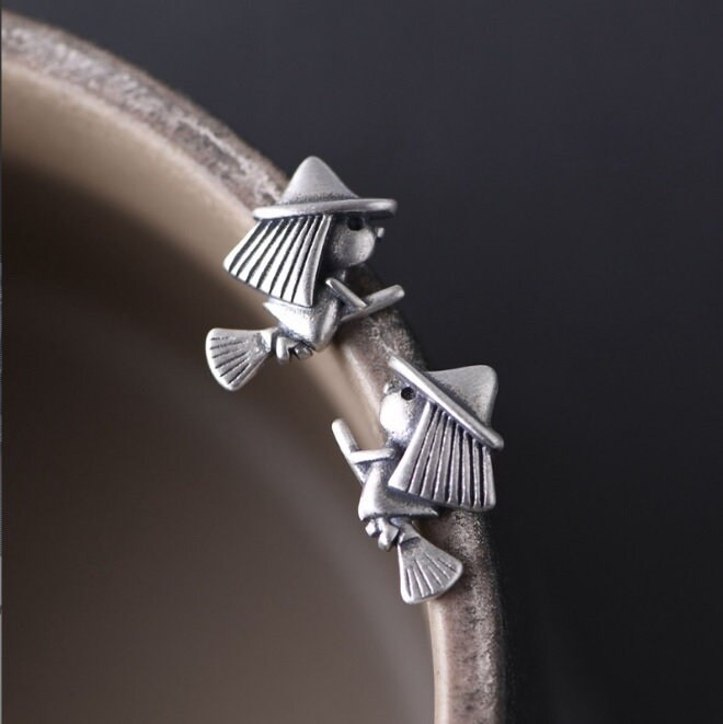 925 Sterling Silber Hexe Ohrringe 1 Paar Ohrstecker 925 Sterling Silber Hexe Ohrringe 1 Paar Ohrstecker von ShinyShinySoul