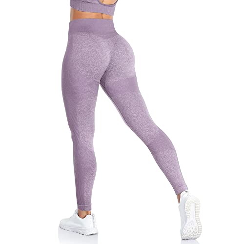 ShinyStar Damen Sport Leggings mit Hohe Taille Blickdicht Fitnesshose Weiche Dehnbare Yogahose mit Bauchkontrolle Lila S von ShinyStar
