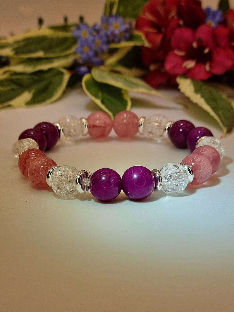 Rosa-Lila Sugilith Armband Chakra Lila Trachtenarmband Trachtenschmuck Oktoberfest Energiearmband Kronenchakra von ShinyStonebyIR