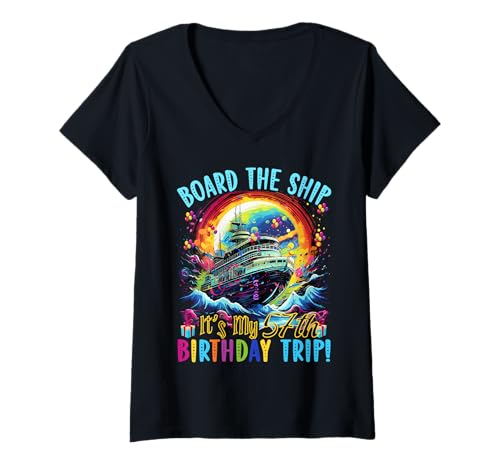 Damen Kreuzfahrturlaub zum 57. Geburtstag 57 Jahre alter Schiffsliebhaber T-Shirt mit V-Ausschnitt Damen Kreuzfahrturlaub zum 57. Geburtstag 57 Jahre alter Schiffsliebhaber T-Shirt mit V-Ausschnitt von Ship Birthday Designs for Ship Lovers