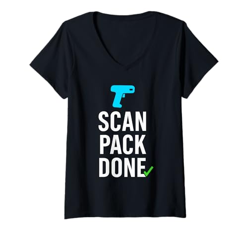 Damen Lagerarbeiter Fulfillment Picker Packer Team Lift Barcode T-Shirt mit V-Ausschnitt Damen Lagerarbeiter Fulfillment Picker Packer Team Lift Barcode T-Shirt mit V-Ausschnitt von Shipping Warehouse Ecommerce Logistics Life Crew
