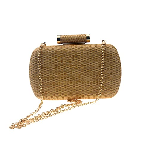 Damen Handgewebte Stroh Abend Handtaschen Sommer Geldbörse Clutch Tasche Crossbody Handytasche, Goldfarben von Shiratori