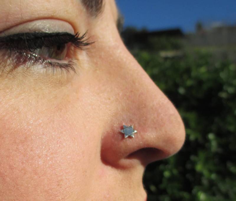 David Stern Silber Nasenstecker, Stammes-Nasenstecker, Nasenstecker, Dünner Davidstern von ShirazelohevJewelry