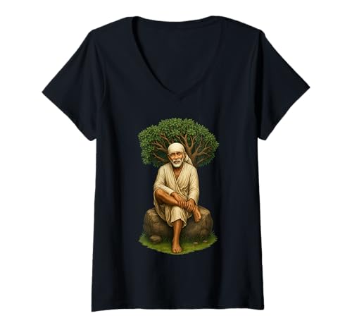 Damen Über Sai Ram | Shirdi Sai Baba | Sai Baba T-Shirt mit V-Ausschnitt Damen Über Sai Ram | Shirdi Sai Baba | Sai Baba T-Shirt mit V-Ausschnitt von Shirdi Sai Baba Vibes