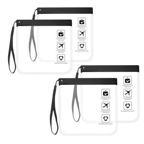 Zip Beutel Flugzeug Kulturbeutel,4 Stück Flugzeug Flüssigkeiten Beutel 20x20 cm TSA Zugelassener 1 Liter Wasserdicht Und Auslaufsicher Reise Kosmetiktasche Waschtasche für Damen & Herren von Shirene