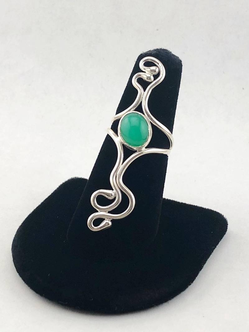 Sterling Silber Ring, Chrysocolla Edelstein-Ring, Statement-Ring, Grüner Stein-Ring Sterling Silber Ring, Chrysocolla Edelstein-Ring, Statement-Ring, Grüner Stein-Ring von ShiriDaniella