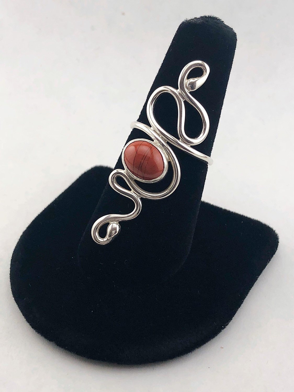 Sterling Silber Ring, Wirbel Ring, Statement-Ring, Jaspis-Ring, Roter Stein-Ring, Einzigartige Ring von ShiriDaniella