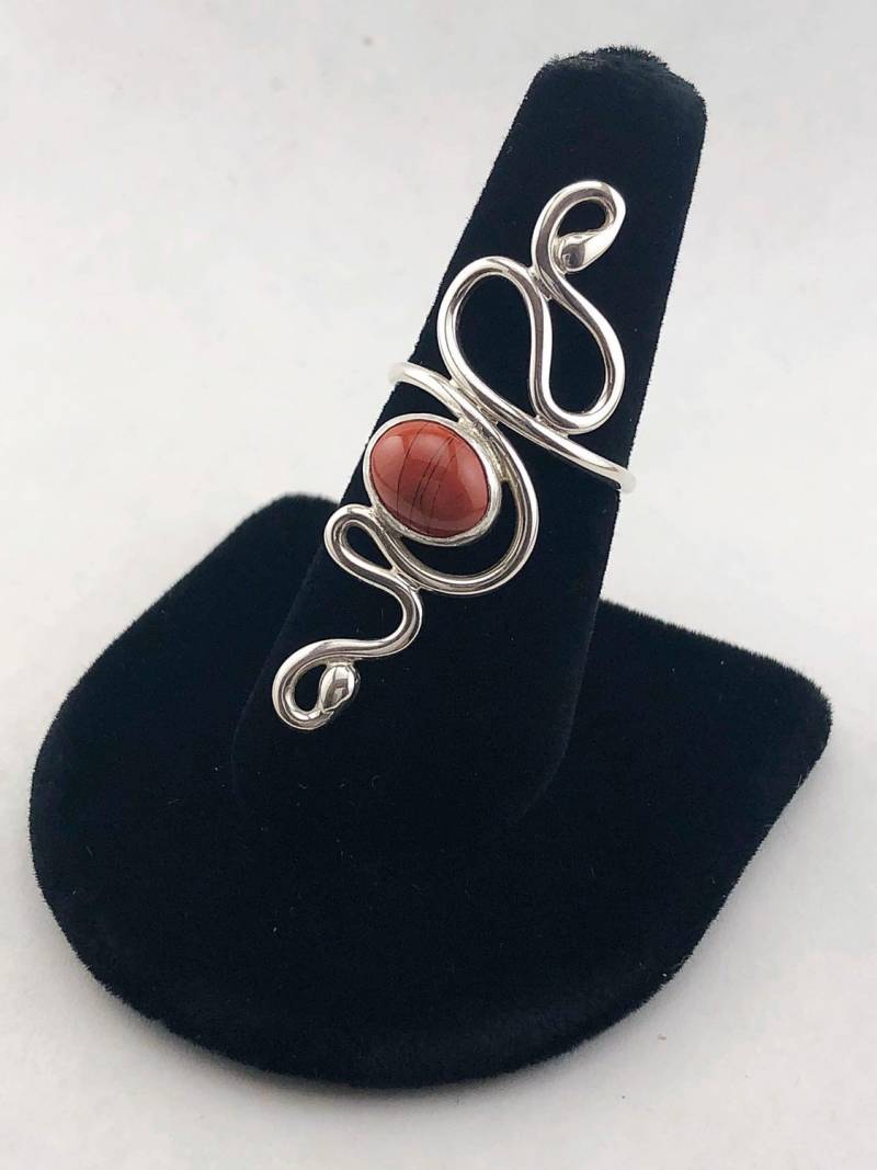 Sterling Silber Ring, Wirbel Ring, Statement-Ring, Jaspis-Ring, Roter Stein-Ring, Einzigartige Ring von ShiriDaniella