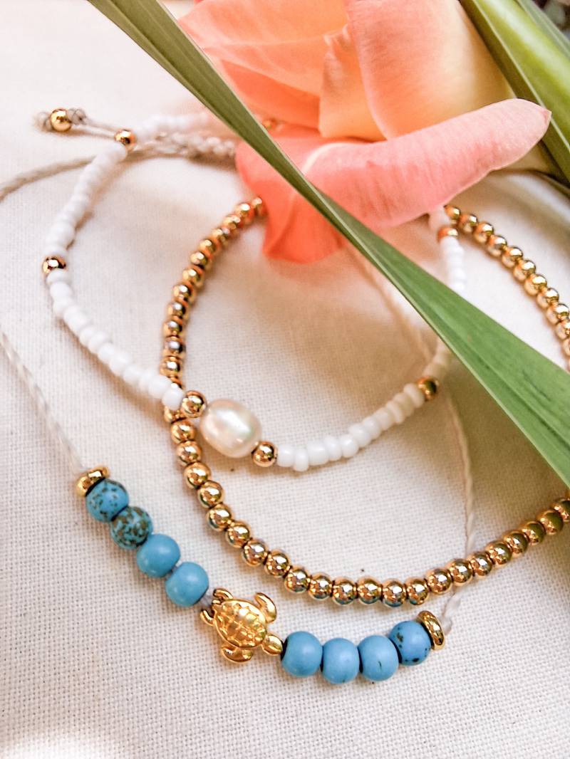 Armband Set Schildkröte Türkis Süßwasserperle Edelstein von Shirinis