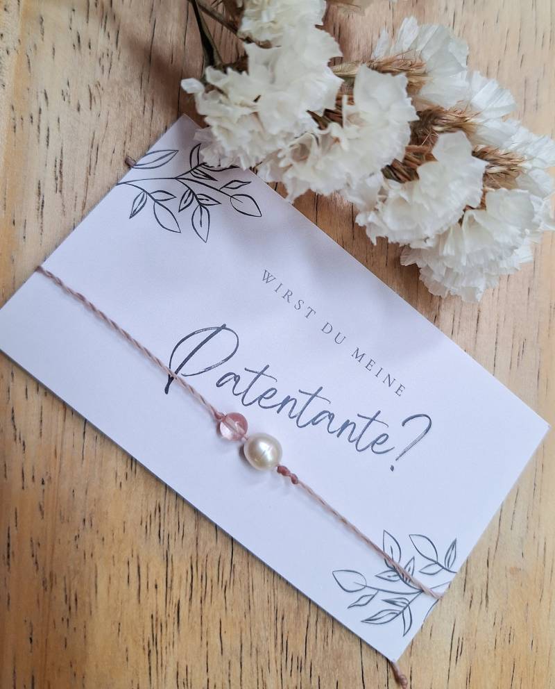 Patentante Geburt Armband Rosenquarz Perle von Shirinis