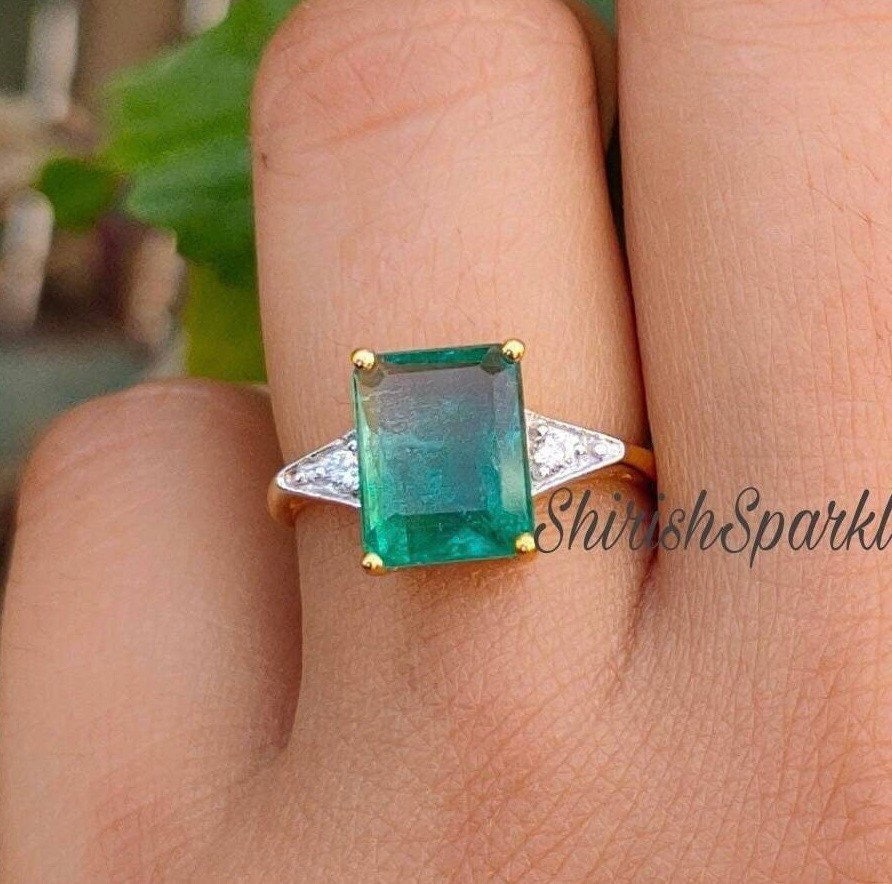 Natürlicher Smaragd Ring Echte Für Frauen Sambia Verlobungsring von ShirishSparkleGems