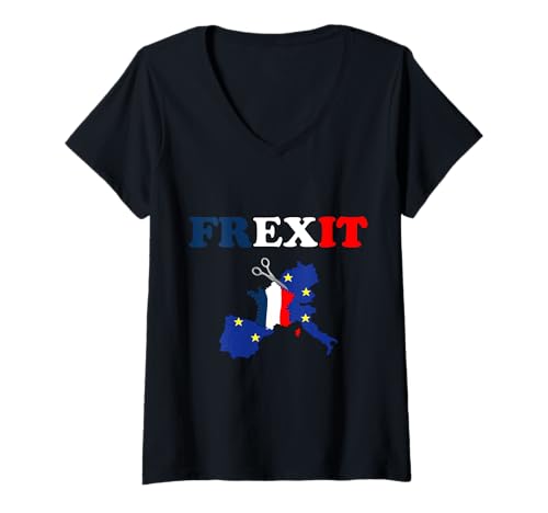 Damen Frexit Europa Frankreich Trennung Politik Vote Demokratie T-Shirt mit V-Ausschnitt Damen Frexit Europa Frankreich Trennung Politik Vote Demokratie T-Shirt mit V-Ausschnitt von Shirt Custom