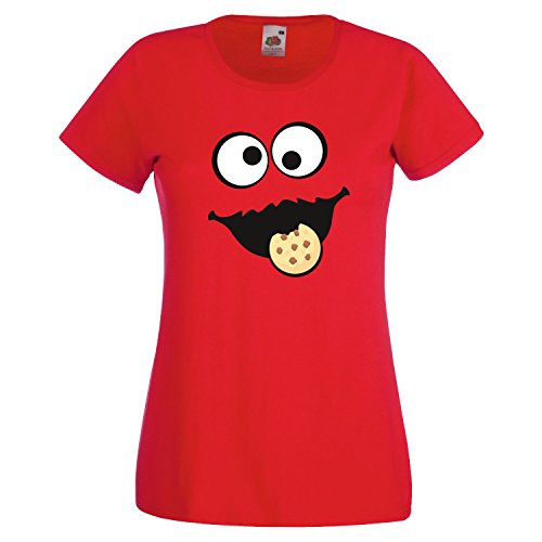Keks Monster Damen T-Shirt Gruppen Kostüm Karneval Fasching Verkleidung Party JGA Red M von Shirt-Panda