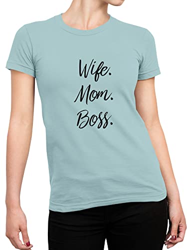 Shirt-Panda Damen Mama T-Shirt - Wife Mom Boss Shirt für Mutter - Shirt mit Spruch zum Muttertag - Mom Tshirt Muttertagsgeschenk - Mamashirt aus 100% Baumwolle - Mint (Druck Schwarz) S von Shirt-Panda