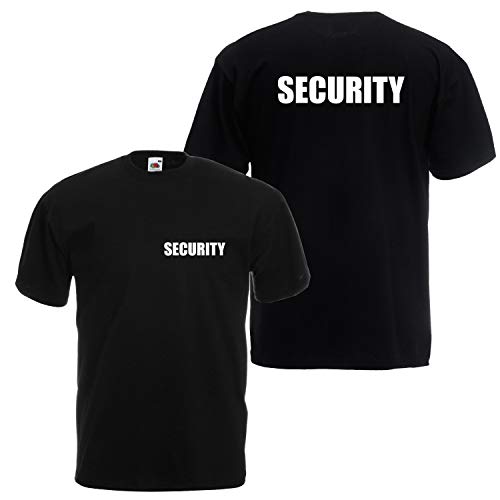 Shirt-Panda Herren T-Shirt · Security · Unisex Brust & Rücken Shirt für Sicherheitsdienst · 100% Baumwolle · hochwertiger Textildruck · Schwarz (Druck Weiß) 5XL von Shirt-Panda