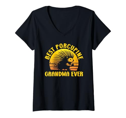 Damen Omi Best Porcupine Grandma Ever Lustig Stachelschwein T-Shirt mit V-Ausschnitt von Shirt Stachelschwein Kostüm Stachelschweine Fan